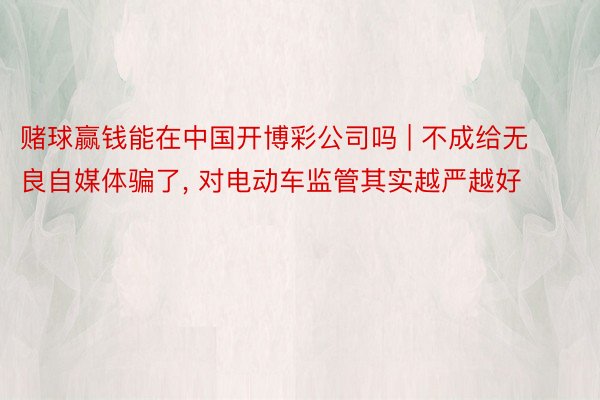 赌球赢钱能在中国开博彩公司吗 | 不成给无良自媒体骗了, 对电动车监管其实越严越好